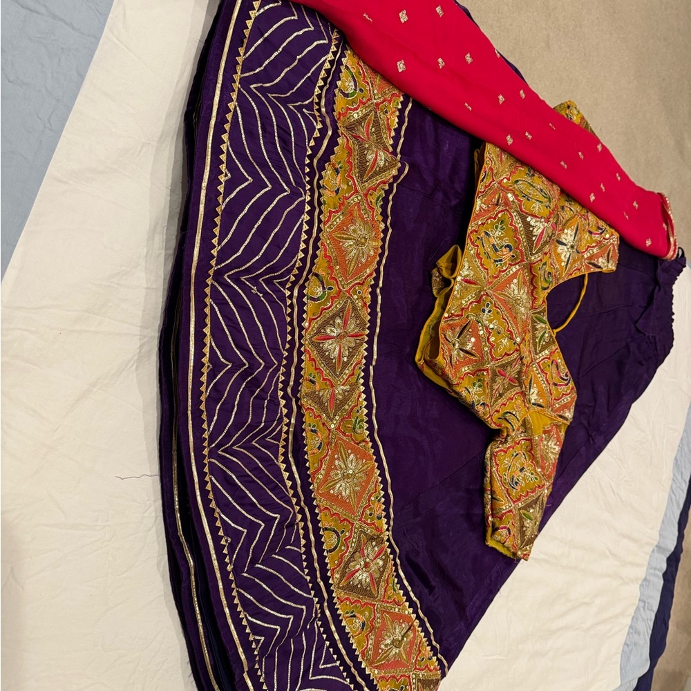 Vibrant Purple and Gold Traditional Outfit